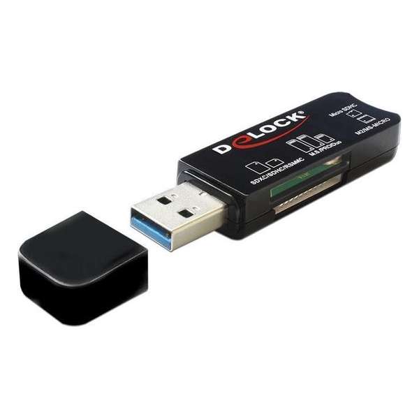 DeLOCK USB Cardreader met USB-A connector en 3 kaartsleuven - voor (Micro) SD/SDHC/SDXC/MMC/TF en Memory Stick - USB3.0