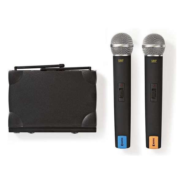 Nedis draadloze microfoon set met 2 microfoons / zwart