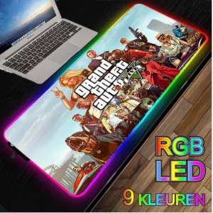 RGB LED -- Muismat -- Grand Theft Auto V -- 30x80Cm -- LED Verlichting - Gaming muismat XL -- Waterproof -- Mouse pad -- GTA V
