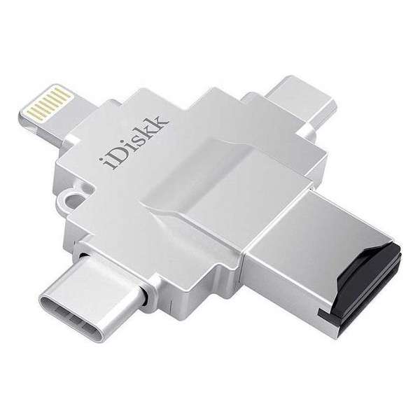 Lightning iDISKK® PRO 4 in 1 Micro-SD iPhone/iPad Memory