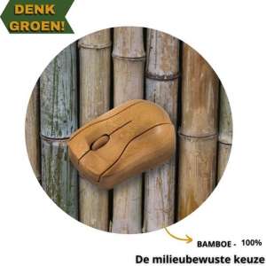 Stille Draadloze Muis - Milieubewust - Eco-vriendelijk - Bamboe - Plug&Play