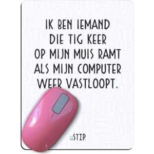 bijStip - Muismat muis - met tekst Computer vast zwart wit