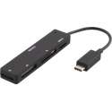 DELTACO UCR-154 USB-C Card reader SD - USB 2.0 - Micro SD Geheugenkaart - M2 - Zwart