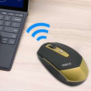 iMICE 2.4G USB-ontvanger 4 knoppen 1600DPI Draadloze optische computer Gaming Mouse (goud)