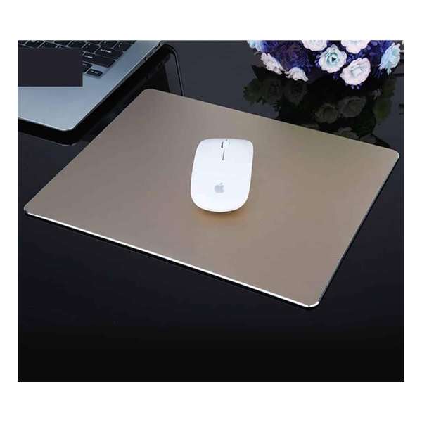 Extended Large Slim Anti-Slip Aluminium Game en Office Keyboard Muismat Mat, Afmeting: 240 x 170 x 4 mm (goud)