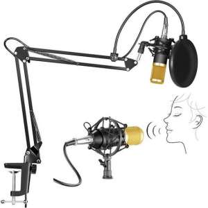 NÖRDIC BM800 Microfoonkit met condensatormicrofoon, tafelstandaard popfilter, shockmount en audiokabel, Zwart