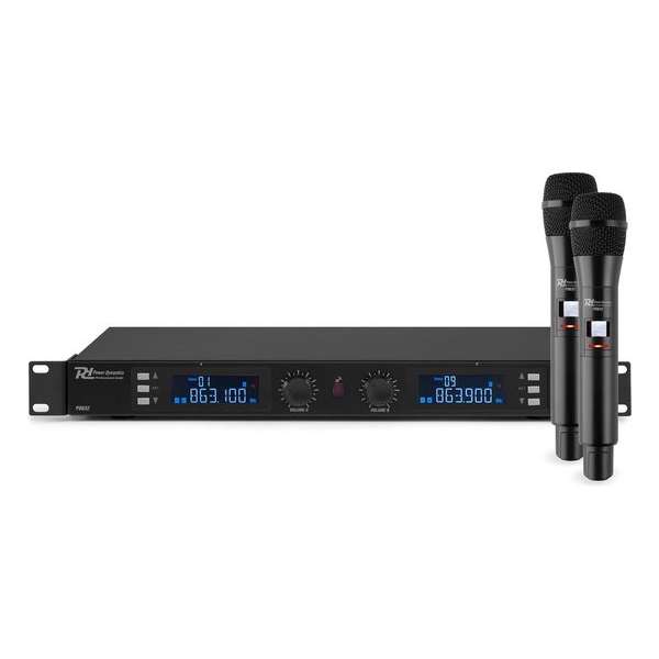 Draadloze microfoonset - Power Dynamics PD632H draadloze UHF microfoonset met 2x handmicro