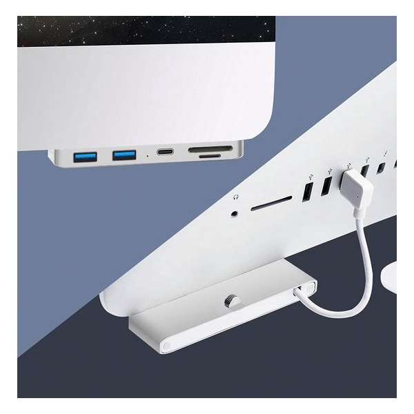 USB-hub adapter Imac 21.5 27 clamp | Imac USB 3.0 hub USB c SD-card | Rocketek aluminium