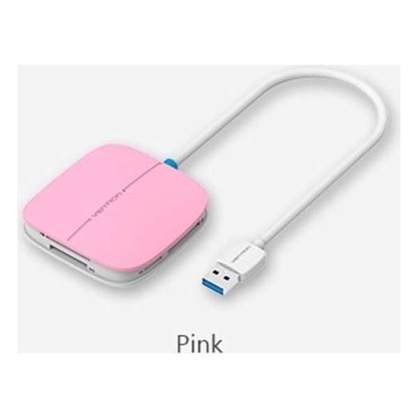 USB 3.0 kaartlezer voor SD/TF/CF/XD /MS Micro SD - Roze 50cm Kabel