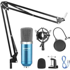 Neewer USB Microfoon set | Verstelbare arm | Streaming | Youtube | Plug & Play | Blauw