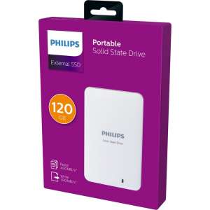 Philips externe SSD 120GB, 400MB/s, USB3.0, Portable, Wit, Windows/Mac/Game console
