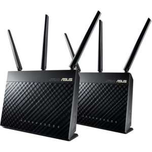 ASUS RT-AC68U dual pack router (2.4 GHz / 5 GHz) Gigabit Ethernet Zwart