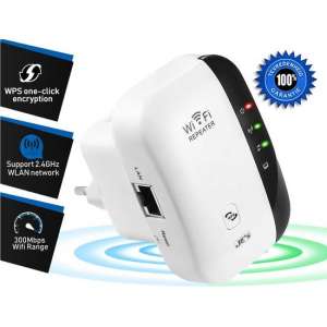 Wifi Versterker JC's + Internet Kabel - 300Mbps - Repeater - Stopcontact - Draadloos en Bedraad