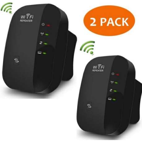 Wifi repeater - Versterker - Signaal versterker - Duo pack 2 stuks draadloos internet 300 MBPs - 2.4 GHz - Zwart
