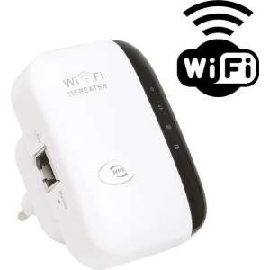 WiFi Versterker Stopcontact + GRATIS Internetkabel - Draadloos of Ethernet - WiFi Repeater - 300 Mbps - 2.4 Ghz – Wit - Athletix