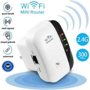 Wifi Versterker + Gratis Internet Kabel - 300Mbps - Repeater - Stopcontact - Draadloos en Bedraad