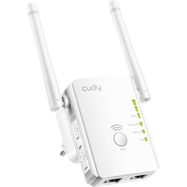 Cudy RE300 - WIFI Range Extender - 300 Mbit/s - Met Lan poorten - Wit