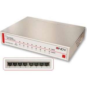 Lindy Network Switch - Gigabit, Desktop, 8 Port, 10/100/1000 Managed Zilver Power over Ethernet (PoE)