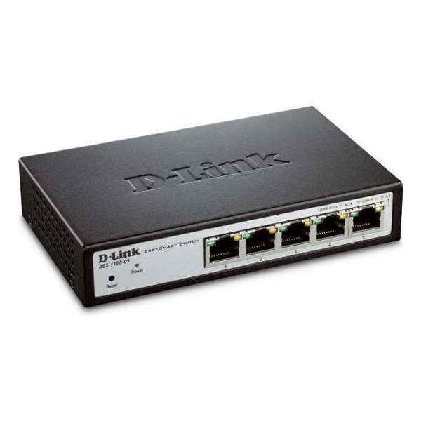 D-Link DGS-1100-05 Managed L2 Gigabit Ethernet (10/100/1000) Grijs
