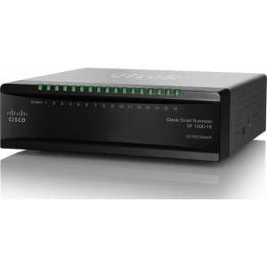 Cisco SF100D-16 Onbeheerde netwerkswitch Zwart