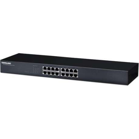 Intellinet 16-Port Rackmount Unmanaged Gigabit Ethernet (10/100/1000) Zwart 1U