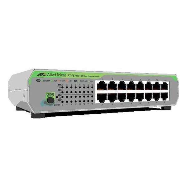 Allied Telesis FS710/16E Unmanaged Fast Ethernet (10/100) Groen, Grijs 1U