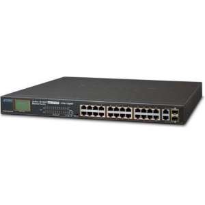 Planet FGSW-2622VHP netwerk-switch Unmanaged L2 Fast Ethernet (10/100) Zwart 1U Power over Ethernet (PoE)