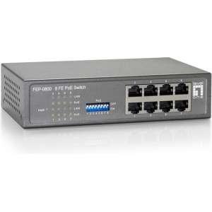 LevelOne FEP-0800W65 Fast Ethernet (10/100) Grijs Power over Ethernet (PoE)
