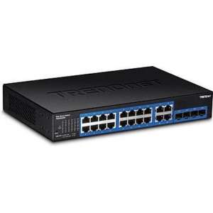 Trendnet TEG-204WS netwerk-switch Managed Gigabit Ethernet (10/100/1000) Zwart, Blauw 1U