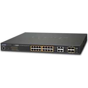 Planet GS-4210-16UP4C netwerk-switch Managed L2+ Gigabit Ethernet (10/100/1000) Zwart 1U Power over Ethernet (PoE)