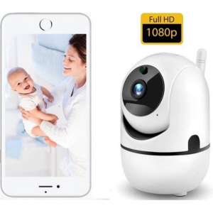 CareForChild - 1080P FHD WiFi IP Beveiligingscamera met Bewegingsdetectie - bewakingscamera - Babyfoon met camera - Wit