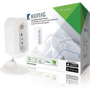 König HD IP-Camera Binnen 720P Oplaadbaar Wit/Zilver