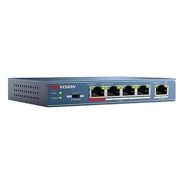Hikvision Digital Technology DS-3E0105P-E netwerk-switch Unmanaged Fast Ethernet (10/100) Blauw Power over Ethernet (PoE)