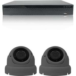 Sony 2x 5MP Met PoE Met Super Starlight Lens IP Dome zwart camerabeveiliging set