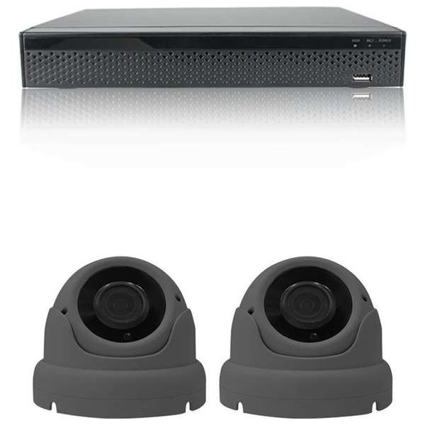 Sony 2x 5MP Met PoE Met Super Starlight Lens IP Dome zwart camerabeveiliging set