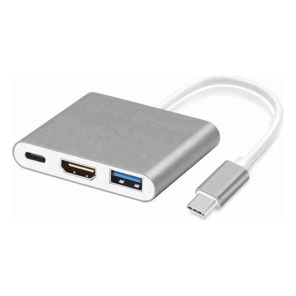 USB-C hub zilver met HDMI (4K/30hz) voor Macbook , USB 3.0 & USB-CUSB-C hub zilver met HDMI, USB 3.0 & USB-C-LOUZIR USB-C hub zilver met HDMI (4K/30hz) voor Macbook , USB 3.0 & USB-CUSB-C hub zilver met HDMI, USB 3.0 & USB-C-LOUZIR