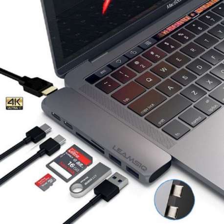 7 in 1 USB C Hub voor Macbook Pro - USB C naar HDMI - USB 3.0 - SD - TF - Thunderbolt 3 - Nieuw Model 2020