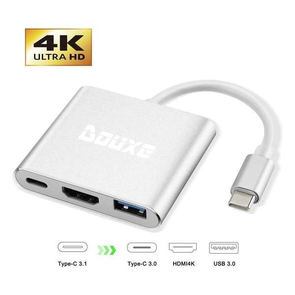 USB-C hub naar HDMI (4K/30hz), 3.0 USB en USB C door Douxe©