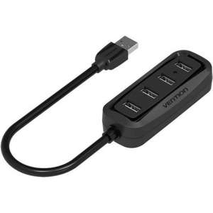 USB 2.0 Hub 4 poorten USB Splitter OTG Adapter - 15cm kabel - Zwart