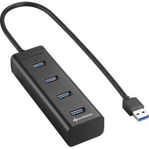 Sharkoon 4-Port USB 3.0 Aluminium Hub zwart