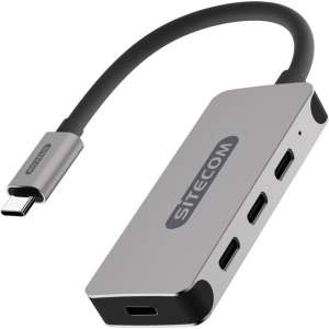 Sitecom CN-385 - USB-C naar 4x USB-C Hub - Grijs