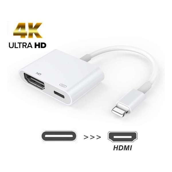 Lightning naar HDMI Adapter voor Apple - 8 Pins Lightning Power Delivery - Douxe©