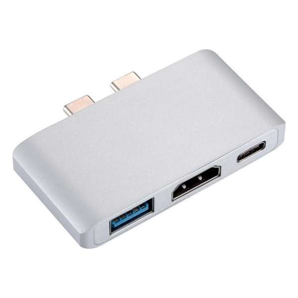 Dual USB-C Hub – 3 in 1 USB Hub – 1x 4K HDMI, 1x Type C, 1x USB 3.0 - Apple Macbook 2016, 2017, 2018, 2019, 2020