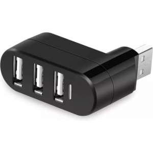 LOUZIR Draaibare 3 Poorts USB Hub / Switch / Splitter / Verdeler - Plug & Play - Zwart