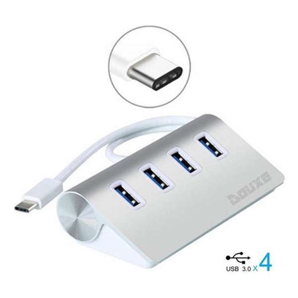 Douxe USB-C HUB | USB C Naar USB A | Splitter | Kabel Adapter Verdeler | Voor o.a. Apple Macbook & Chromebook | 4 Poorts