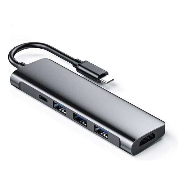 USB-C Hub Adapter 5 in 1 | Multi-Port Adapter voor MacBook / HP / Dell / Asus | Met HDMI 4K / USB-C PD / USB-A 3.0