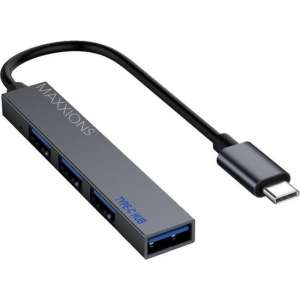 USB-C Type C naar 4x USB 2.0 Splitter/Converter/Adapter/Hub/Dock - Aluminium - Grijs/Space Grey