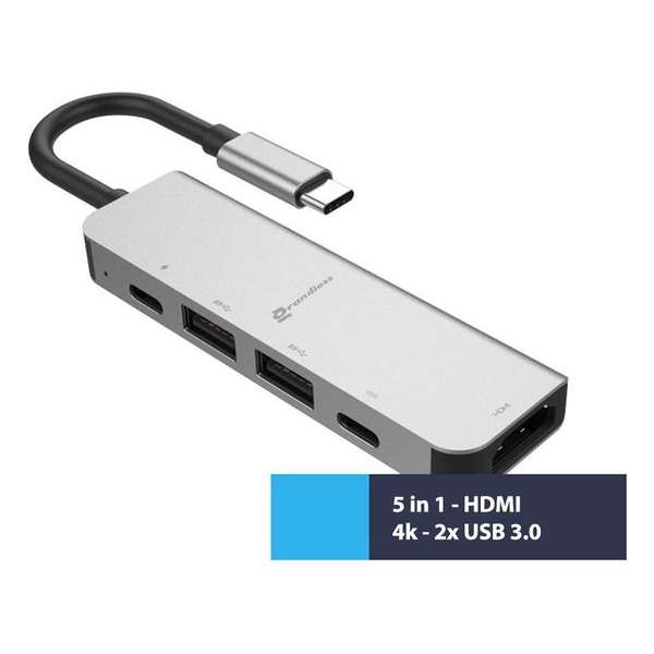 USB Hub | USB C naar HDMI | USB splitter | 5 in 1 | HDMI 4k - 2x USB 3.0