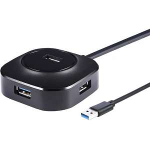 USB hub | 4 poorten | USB 3.0 | Plug & play | 0.25 meter | Compact | Zwart