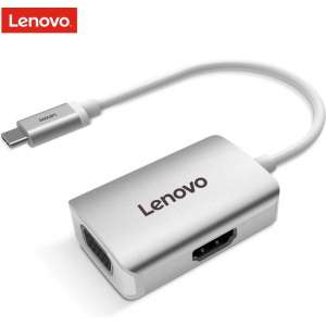 Lenovo USB-C Hub 4K HDMI en VGA - Aluminium - Zilver